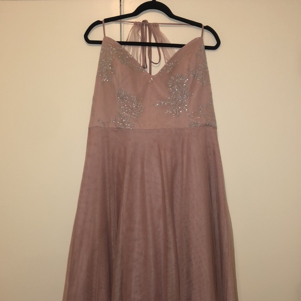 Hayley Paige Occasions Embellished Bodice Halter Gown